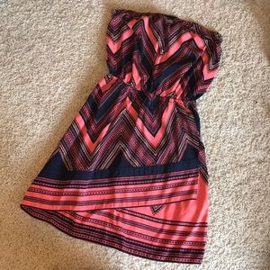 Strapless “envelope” dress